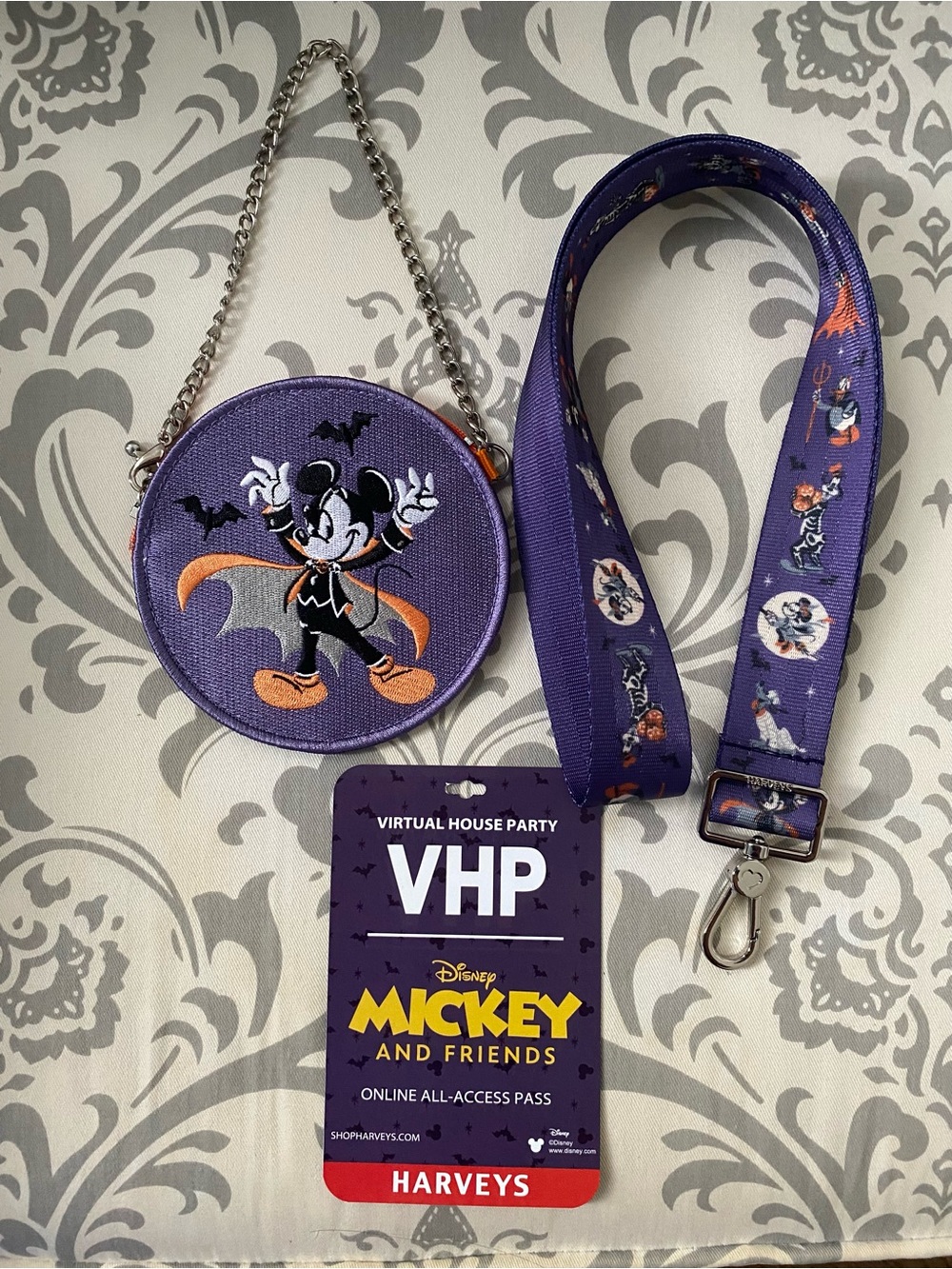 Disney Mickey and Friends Purple Halloween Lanyard and Coin Purse Set by Harveys
